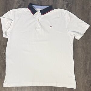 Tommy Hilfiger White Polo with Navy and Red Accents